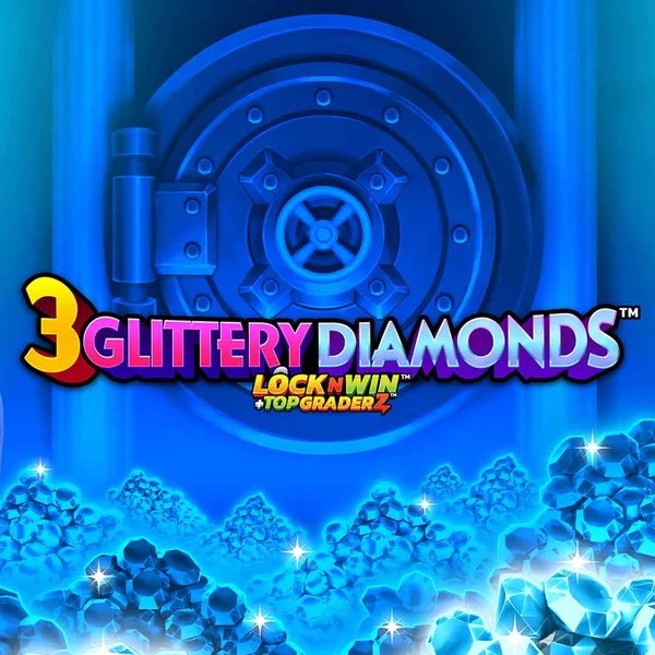 3 Glittery Diamonds slot logo by PearFiction Studios at SpaceHills Casino